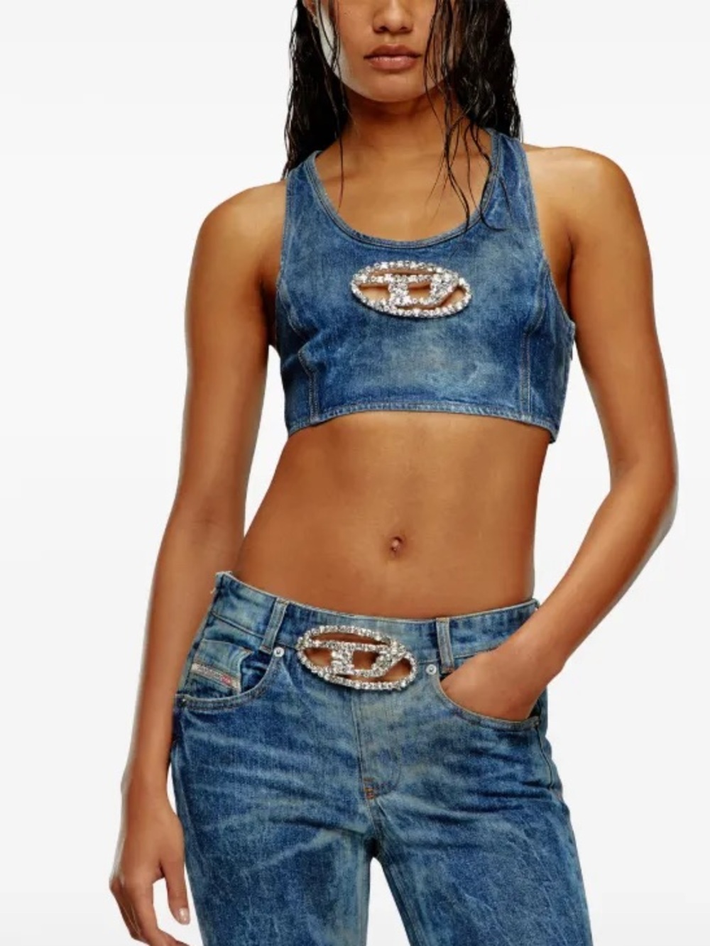 NWOT DIESEL DENIM crystal embellished top